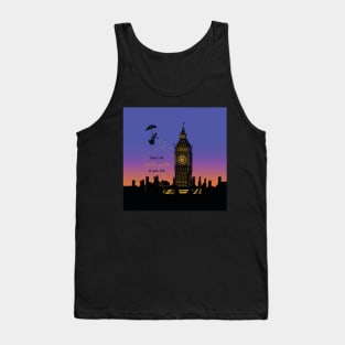 Mary Poppins Whole World at your Feet Sunset Silhouette Linocut Tank Top